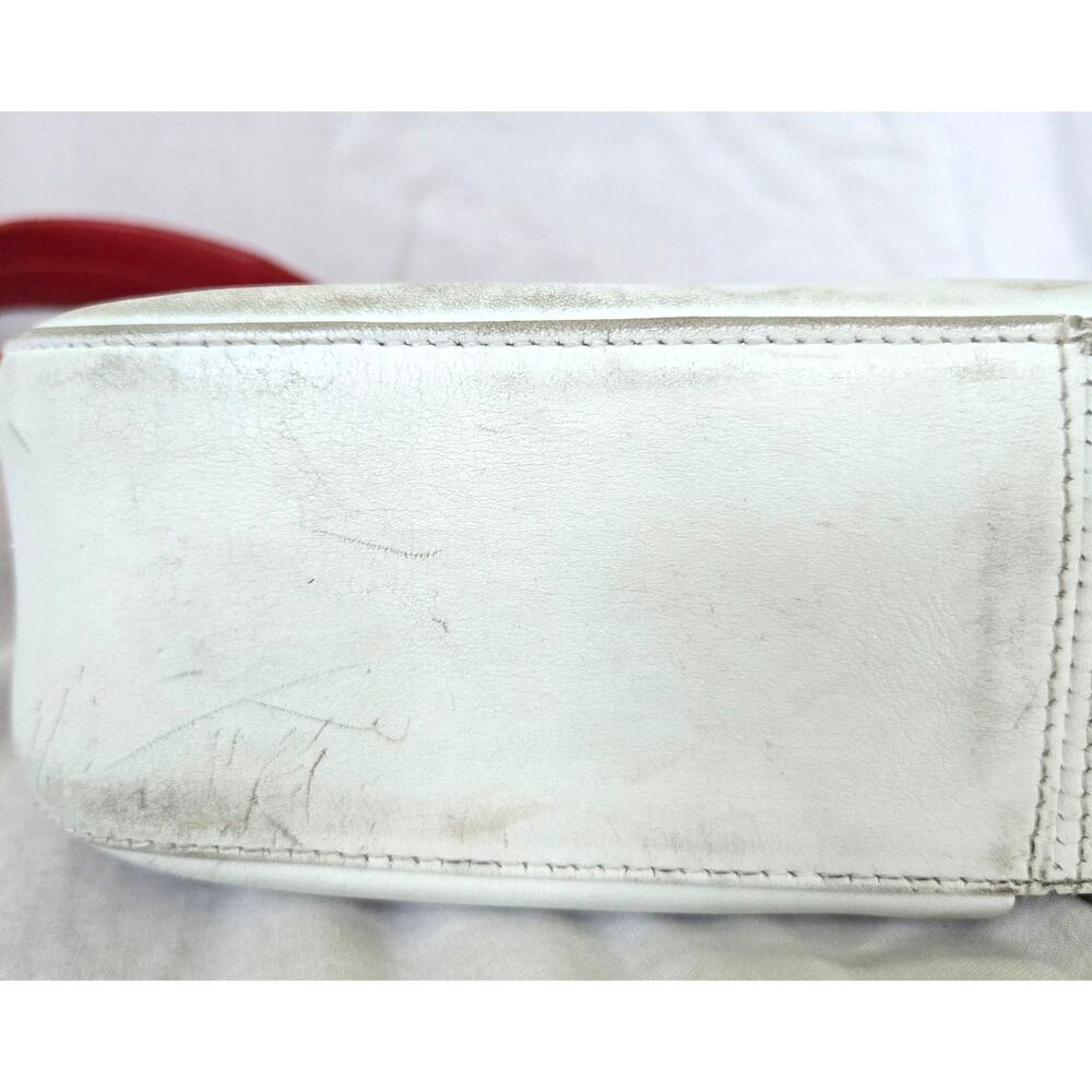 Vintage 90's Bally Bag White Leather Red Strap Shoulder Purse *READ* - Picture 14 of 16